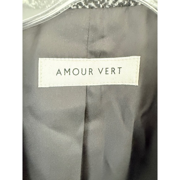 Amour Vert Tweed Herringbone Blazer Jacket Black Women's Sz Med - Picture 5 of 11